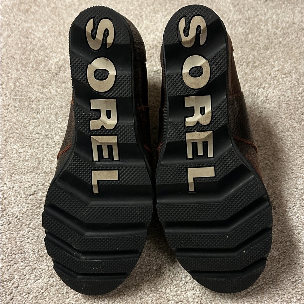 SOREL Joan of Arctic II Wedge Chelsea Lug Sole Boots, Burro Brown, Size 9.5 - Picture 7 of 12